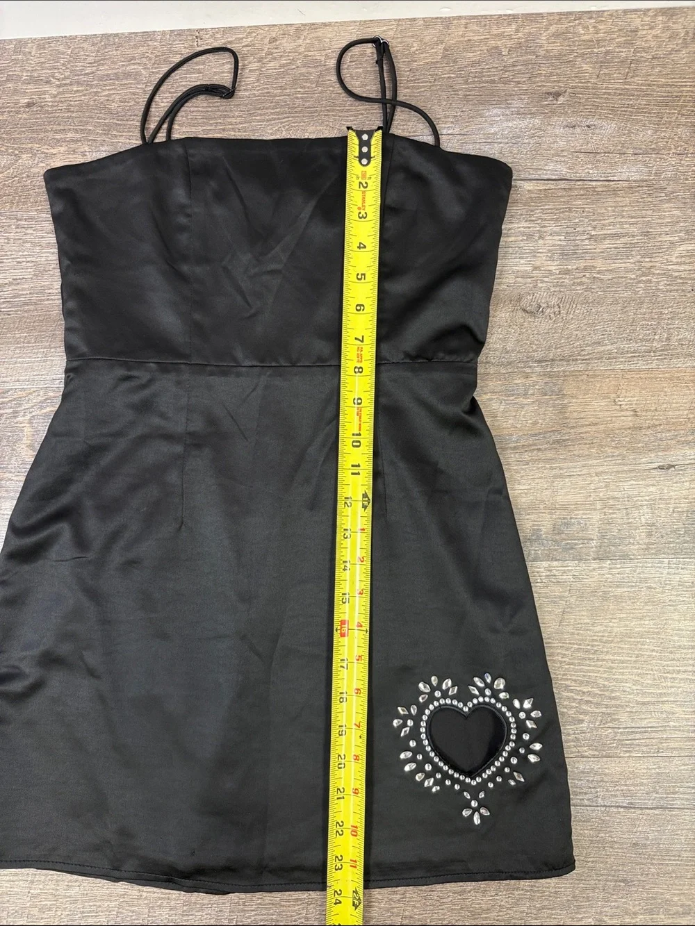 Superdown Black Rhinestone Heart Cutout Mini Dress Size Small
